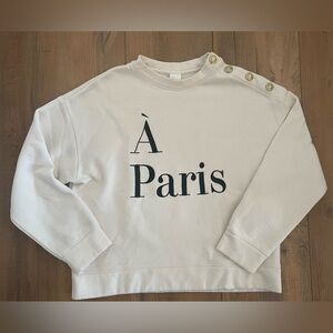 Cream Sweatshirt with Button Detail